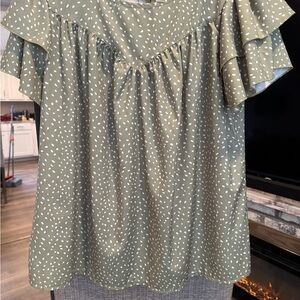 Green Polka Dot Women's Top